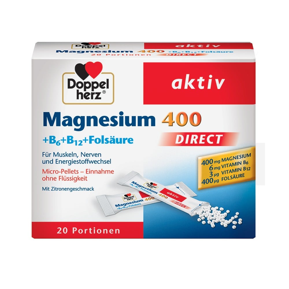 Doppelherz® Aktiv Magnijs 400+ B1 + B6 + B12 + Folskābe